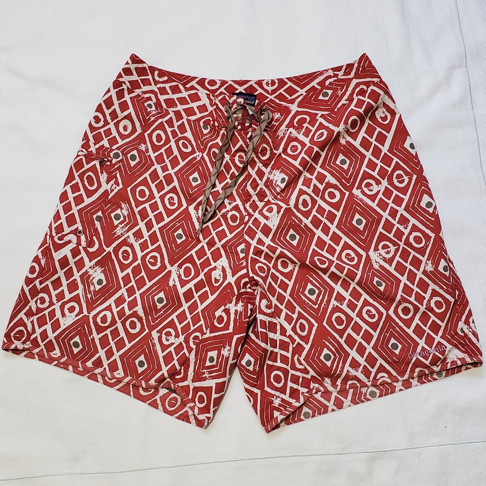 Patagonia Lined Tribal Print Board Shorts Swim Trunks 36 Waist